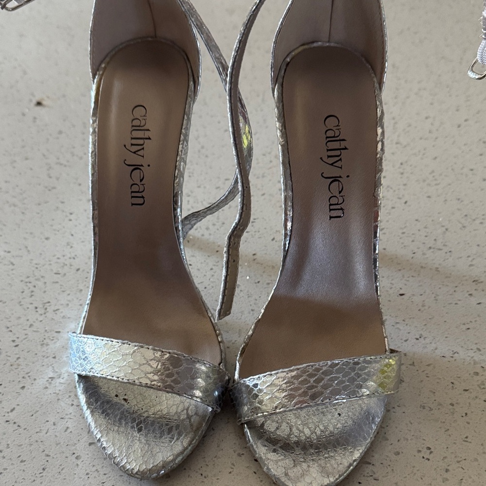 Cathy Jean Metallic Snakeskin Heels